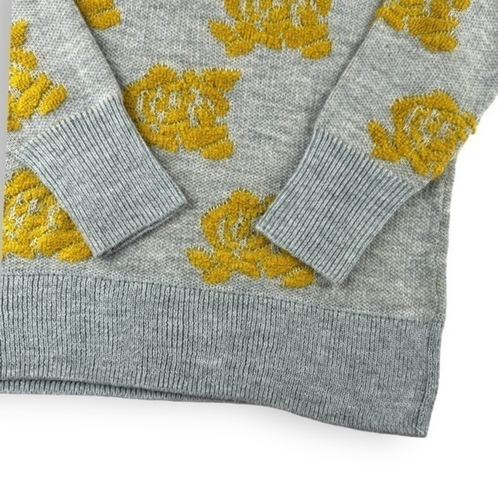 Greige Womens Sweater Size Small Grey Mustard Artsy Granny Indie Gilmore Girls - Picture 8 of 8